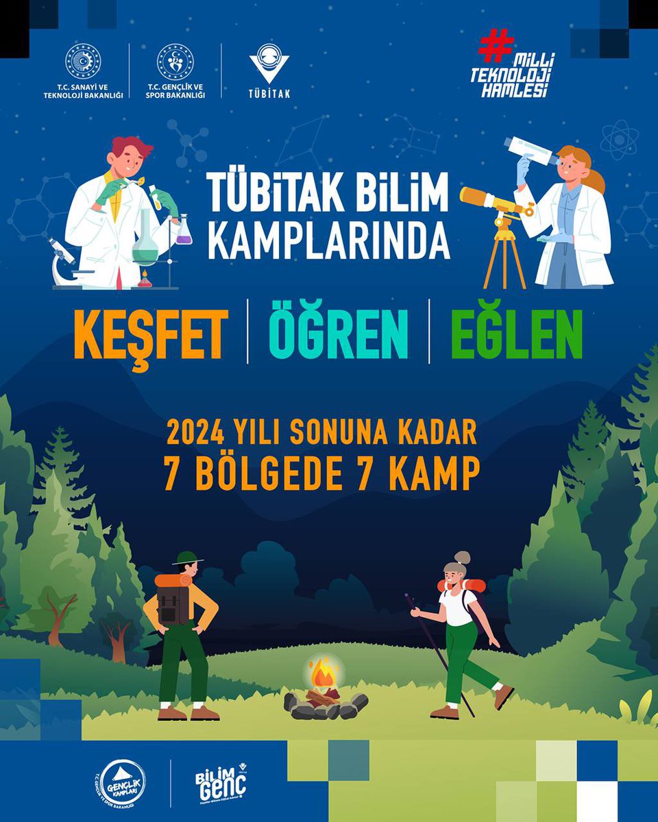 🚀 TÜBİTAK Bilim Kampları başvuruları devam ediyor!

Bilim meraklıları 7️⃣ bölgede TÜBİTAK Bilim Kamplarında buluşuyor! 🔬

Günlük hayatımızda fiziği keşfetmek, doğanın temel yasalarını anlamak ve geleceğin teknolojilerini öğrenmek için seni de bekliyoruz. 🌌⚛️

Fizik dünyasında
