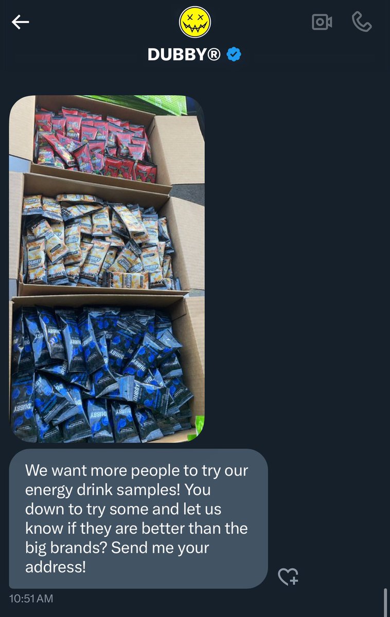 DubbyEnergy's tweet photo. WHO WANTS THIS DM? 

We have tens of thousands of these energy drink packs and hydro caffeine free stick packs! Let’s give away some trials to some people?! 

Just let us know below if you’re down. Gunna hand pick some people to ship on Monday 

MUST BE FOLLOWING SO WE CAN DM https://t.co/sochGsxGfu