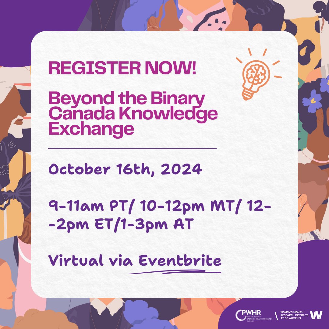VCHResearch's tweet image. On October 16, join @pwhrcanada &amp;amp; @WomensResearch to learn about a new national resource package to promote gender equitable, inclusive research: ow.ly/tf2J50TmiTu #EquitableHealth