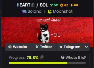 #2 on Moonshot trending
Let's send this $HEART into overdrive

#Memecoins #Cat #Solana #Breakpoint2024
