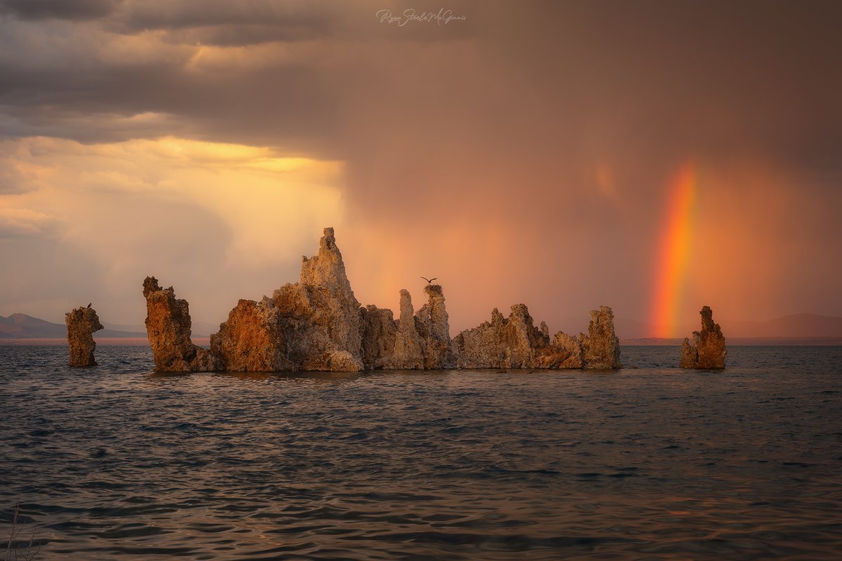 Rainbow over Mono Lake, California