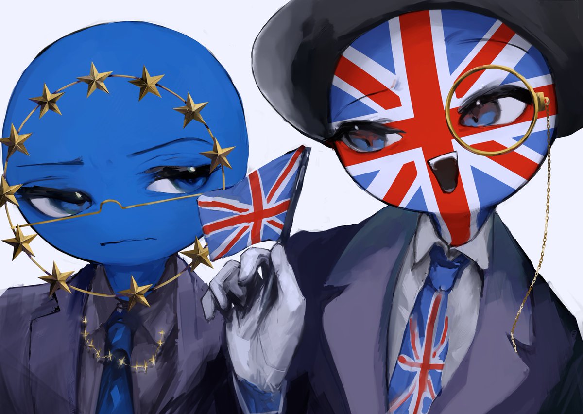 #Countryhumans #カントリーヒューマンズ
🇪🇺🇬🇧
お題ありがとうございました！