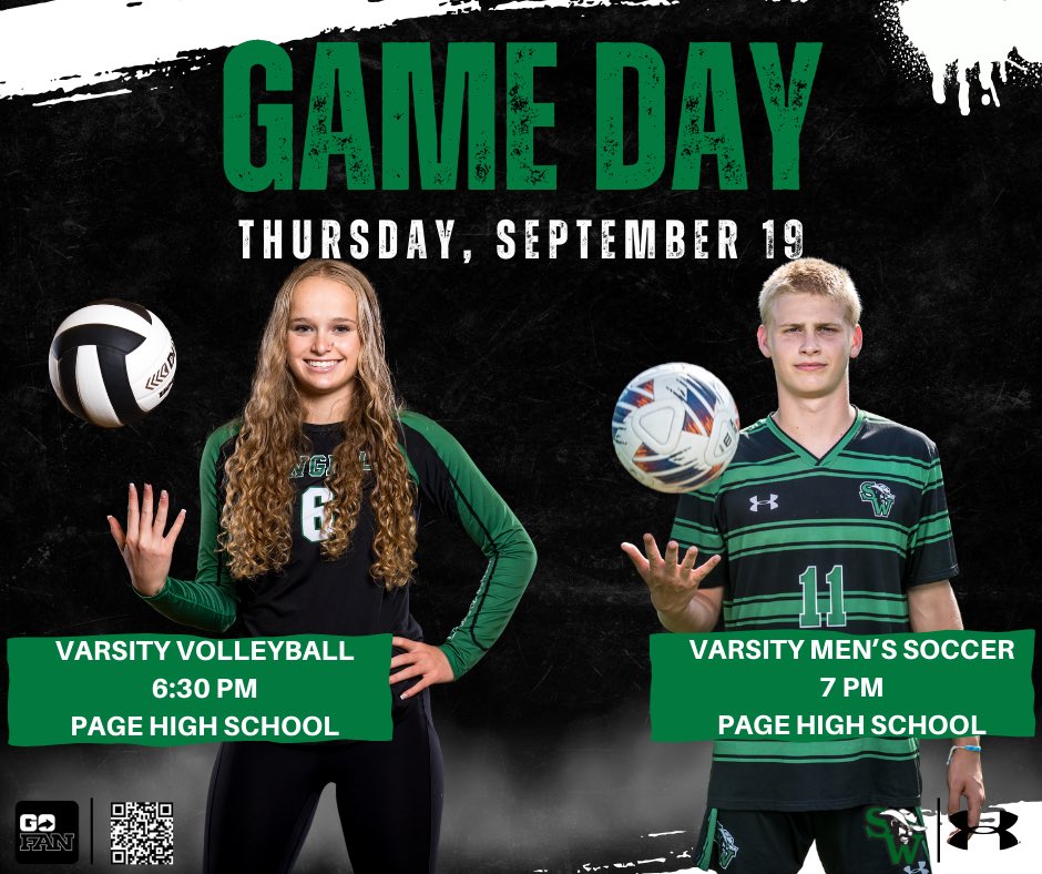 It’s GAME DAY!
JV Volleyball at 5 @ Page
JV Soccer at 5:30 @ Home
V Volleyball at 6:30 @ Page
JV Football at 7 @ Page
V Soccer at 7 @ Home
Get your tickets on GoFan!
#gocowboys #cowboystrong #swghsathletics