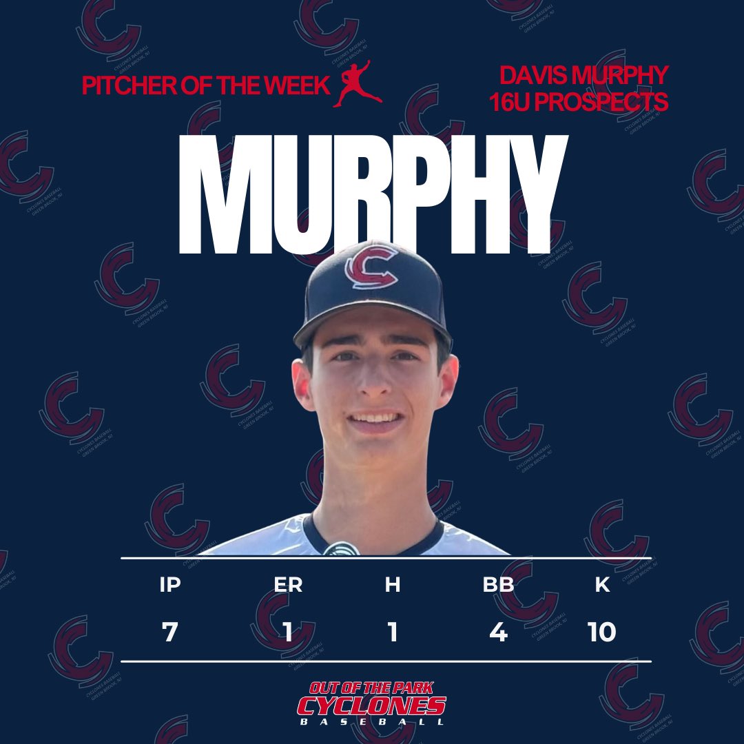 PITCHERS OF THE WEEK ⚾️🔥

<a href="/RobertCent_2026/">Robert Centamore</a> (17/18U Prospects): 4 IP, 0 ER, 2 H, 2 BB, 10 K’s 💥🔥  
Hunter Brown (17/18U Prospects): 5.1 IP, 0 ER, 6 H, 2 BB, 7 K’s ⚡️💪  
Davis Murphy (16U Prospects): 7 IP, 1 H, 1 ER, 4 BB, 10 K’s 🚀👏

#baseballlife #pitchersoftheweek