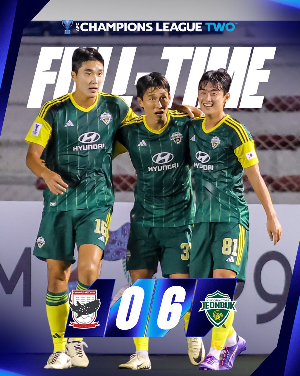 FT | 🇵🇭 Dynamic Herb Cebu 0️⃣-6️⃣ Jeonbuk Hyundai Motors 🇰🇷

A fiery six-star performance from Jeonbuk Hyundai Motors secures a dominant win away! ✨

#ACLTwo | #DHCvJBH