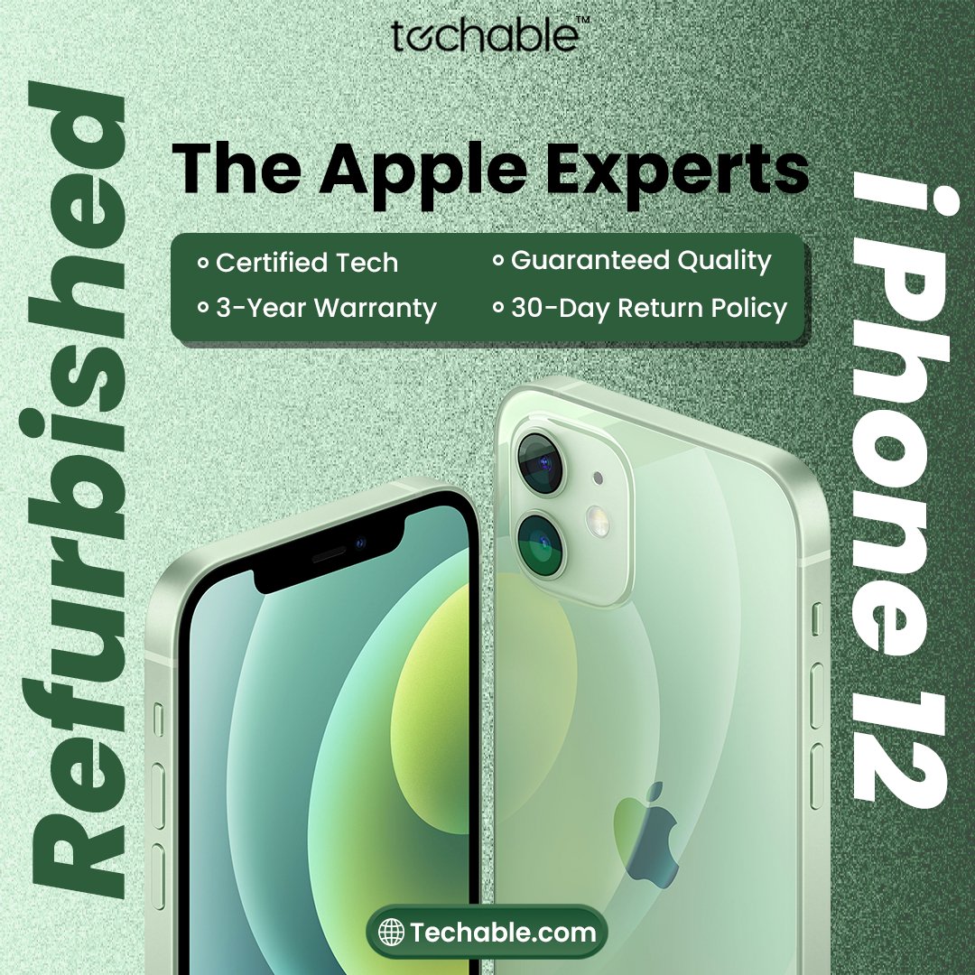 TechableSays's tweet photo. 🚨 Big Savings on Refurbished iPhone 12! 🚨

✅ 3-Year Warranty for peace of mind
✅ Eco-Friendly Choice – Upgrade smart and sustainably 🌱

Shop now at https://t.co/uYRKitLqSI

#RefurbishediPhone #iPhone12Deals #TechUpgrade #SmartTechBuy #EcoFriendlyTech #AppleDeals https://t.co/NJYLAuyDdE