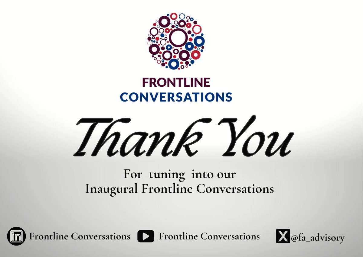 fa_advisory's tweet photo. Thank you for tuning into our Inaugural Frontline Conversations Symposium!
This was a significant milestone in our journey toward fostering meaningful policy dialogues. Here’s to many more meaningful conversations ahead!
#FrontlineConversations https://t.co/uc6uoWxNms