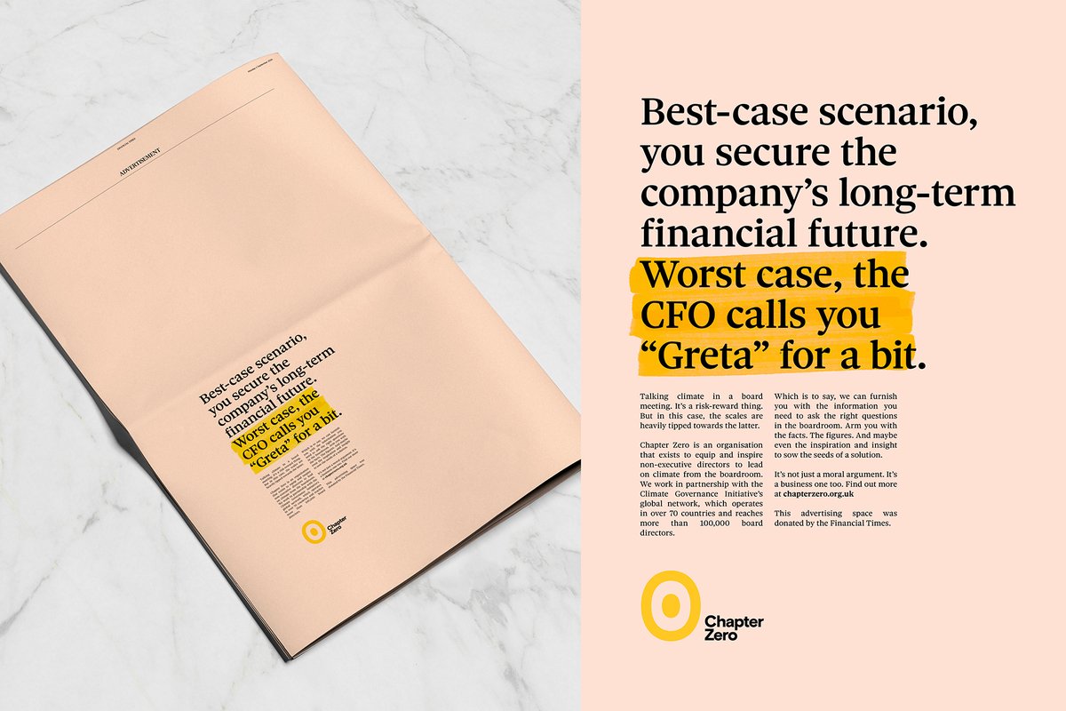 Talking climate in a board meeting – not always easy. But the rewards are great. It’s not just a moral argument – it’s a business one too. See our ad in the FT today. Transition to net zero takes leadership and persistence – traits <a href="/GretaThunberg/">Greta Thunberg</a>  is only too familiar with.