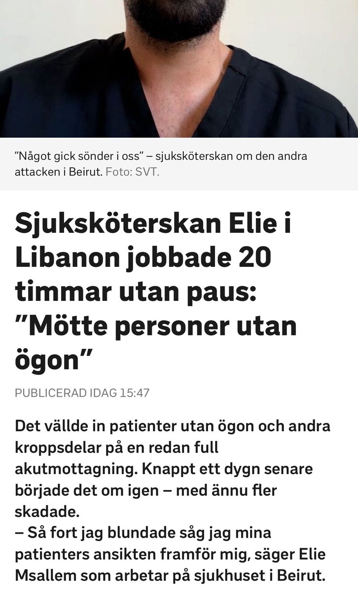 FranssonJosef's tweet photo. Viktigt med snyftreportage från @svtnyheter  om hur synd det är om alla Hizbollah-trrrorister nu när Israel svarar på typ ett år av daglig raketbeskjutning. https://t.co/9U2aGESGKf