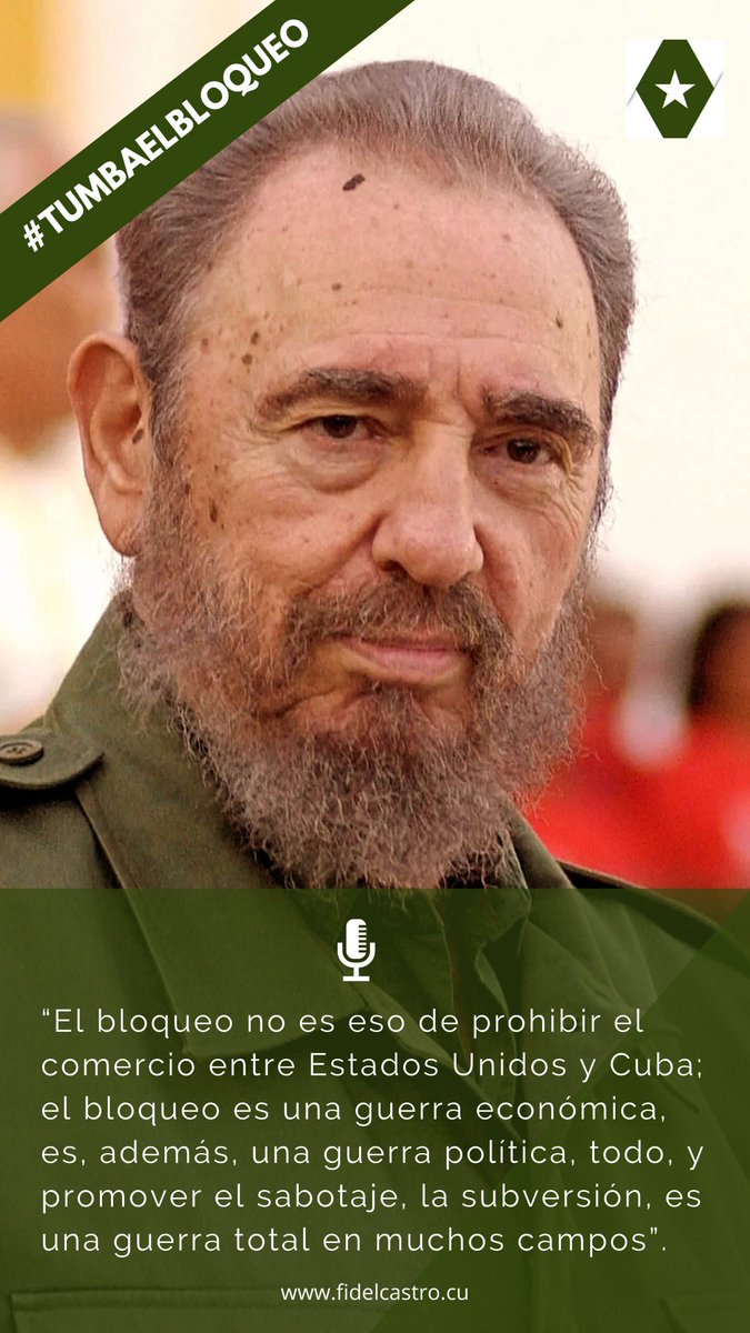 🇨🇺 Más citas de #FidelCastro sobre el Bloqueo de Estados Unidos hacia #Cuba en 👉 fidelcastro.cu

#TumbaElBoqueo