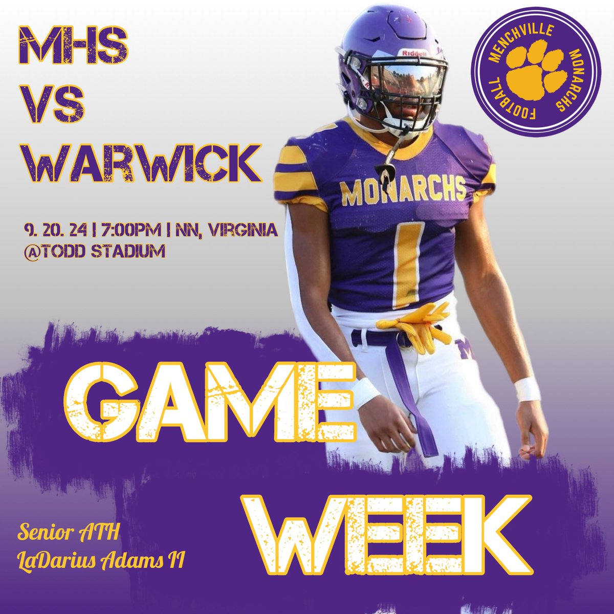 Come out tomorrow night as we are set for a week 4 matchup vs #6 Warwick at Todd Stadium. Kickoff is set for 7pm. #OnTheHunt🦁