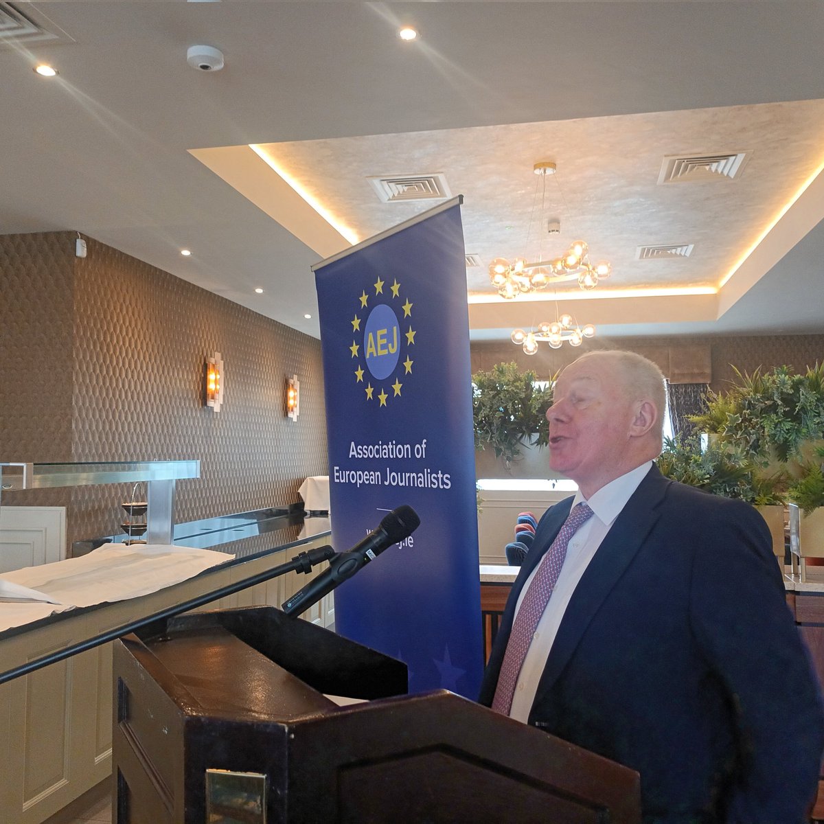aejireland's tweet image. Democracy is at a crossroads. The world was never as unsafe, former Minister Michael Ring TD  addressing our lunch today @GrandCanalHotel #Dublin