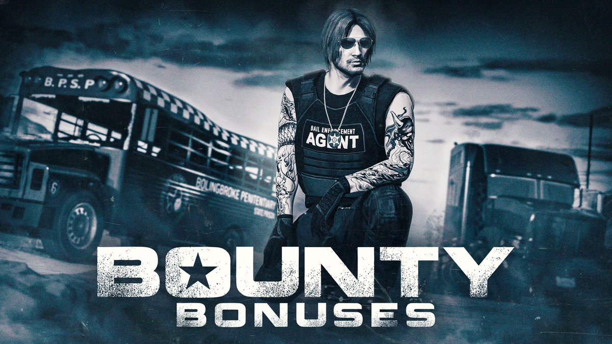Track down Bail Office Bounty Targets in GTA Online for 2X GTA$ and RP, and get an extra GTA$100,000 for completing the Weekly Challenge by securing any six Bounty Targets.

Plus, Associate and Bodyguard salaries are tripled, and more this week: rsg.ms/f2cd84e