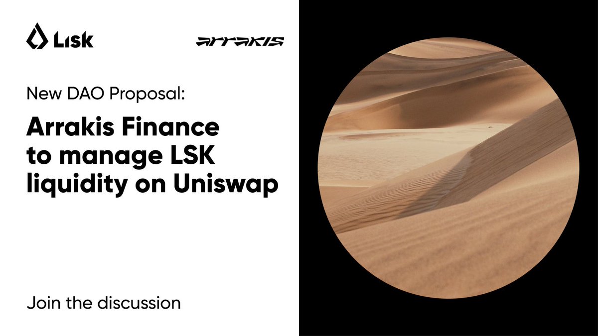 💬 Discussion Open: DAO Proposal by @Arrakisfinance to Deploy LSK Liquidity on <a href="/Uniswap/">Uniswap Labs 🦄</a> V3

Big news for the Lisk community! Arrakis Finance, a leader in on-chain market-making, has submitted a proposal to manage LSK liquidity on Uniswap. The proposal leverages their PALM vault,