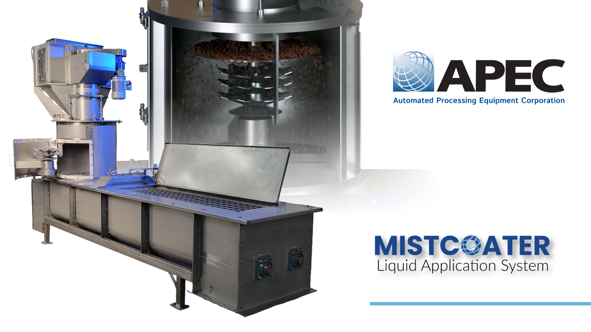 APECUSA's tweet image. The MistCoater relies on spinning discs to distribute the liquid coating. This reduces downtime associated with clogged nozzles. 
 
Learn more: apecusa.com/process-soluti…
 
#APEC #AutomatedProcessing #LiquidCoating