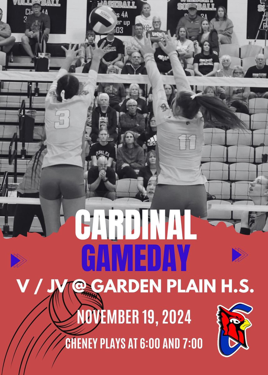 It's GAME DAY in GP!
6pm <a href="/CheneyCardinals/">CHS Activities</a> vs. Rose Hill
7pm <a href="/CheneyCardinals/">CHS Activities</a> vs. Garden Plain