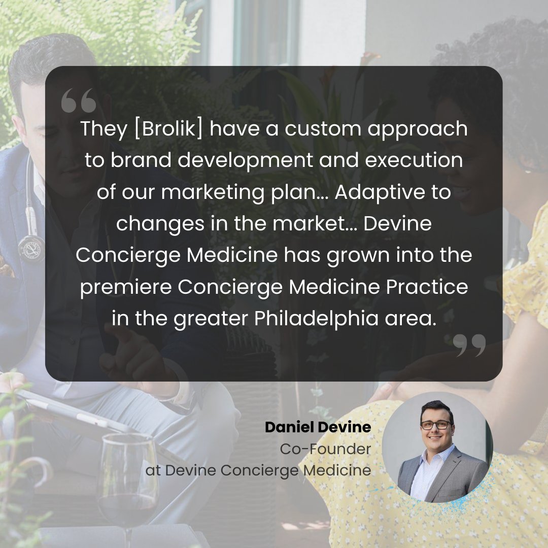brolik's tweet photo. We're thrilled to share this feedback from the Devine Concierge Medicine team! The Brolik team partnered with them to launch their brand, develop their website, and create a comprehensive marketing strategy.

We can’t wait to see their continued success 👏 https://t.co/5emo986cSL