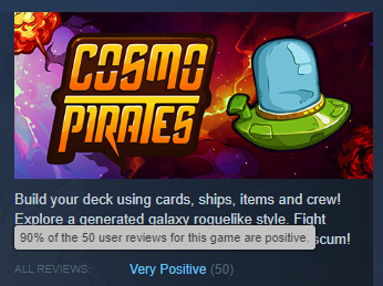 🚀🎉 We’re very excited and proud to announce that CosmoPirates just hit 50 reviews on Steam with a 90% positive rating! A huge thank you to our amazing community for the love and support! 🙌🪐 
store.steampowered.com/app/2466240/Co…
#CosmoPirates #IndieGames #Steam
