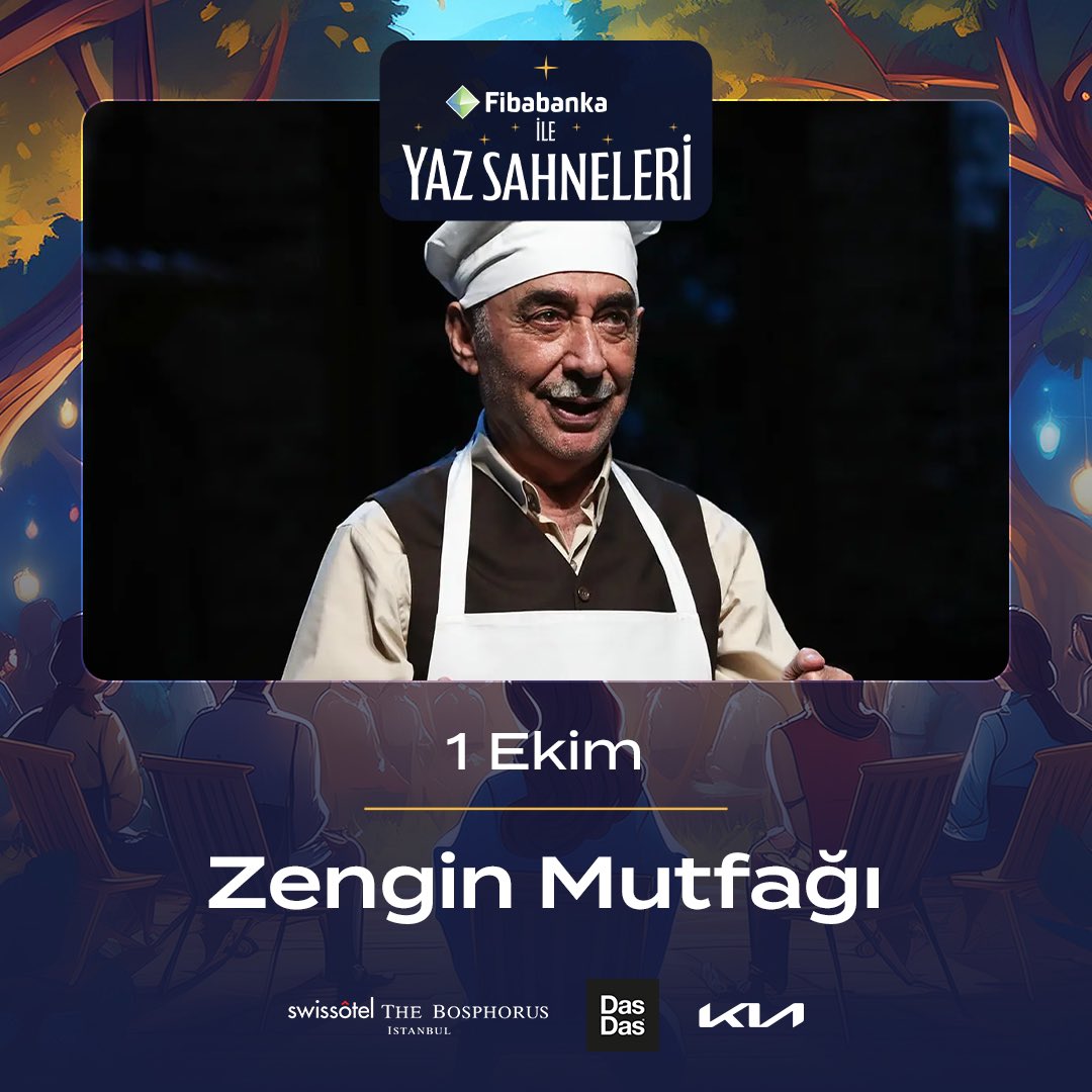 Sonbaharın büyüsüyle, Sultanpark’ın yemyeşil bahçesinde unutulmaz tiyatro gecelerine hazır olun! 1 Ekim’de usta oyuncu Şener Şen’in başrolde olduğu Zengin Mutfağı oyunu ile bu sonbahar İstanbul’da sanatın tadını çıkarın🍂

mobilet.com/tr/event/zengi…