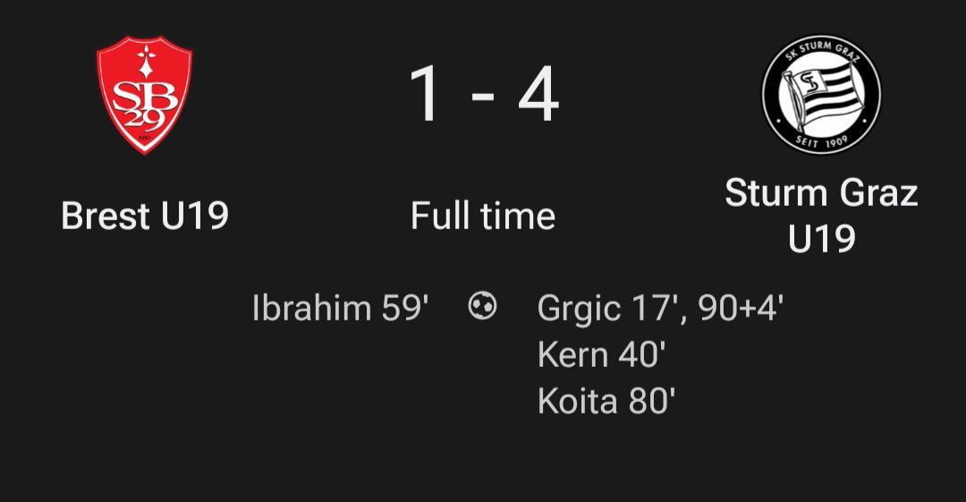 An omen for later? A winning start for <a href="/SKSturm/">SK Sturm Graz</a> in the UEFA Youth League to join Salzburg's 3-2 win yesterday. #UYL