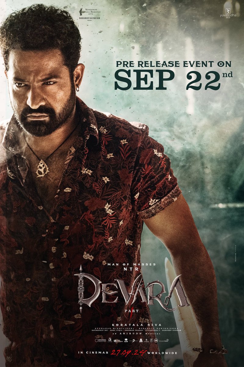 NTRFanTrends's tweet photo. #Devara Pre-release Event On 22nd September 🔥

The Biggest Festival Loading 🐯 Waiting For @tarak9999 Anna Speech ❤️‍🔥

TIGER NATION ASSEMBLE ✊🏻

@DevaraMovie #DevaraOnSep27th

👉🏻 #DevaraPreReleaseEvent https://t.co/zr82VZMHLL