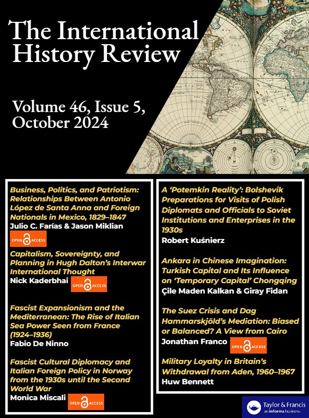 IntHistReview's tweet image. 🚨NEW ISSUE OF @IntHistReview PUBLISHED🚨
Read the 8 articles, including 4 #OpenAccess articles about:
▶️Italian Fascism during the #1930s
▶️Perspectives of the #SuezCrisis and #Aden
▶️#Diplomacy in the 19th and 20th C
and much more...
🔗tandfonline.com/toc/rinh20/46/5
@NicKaderbha