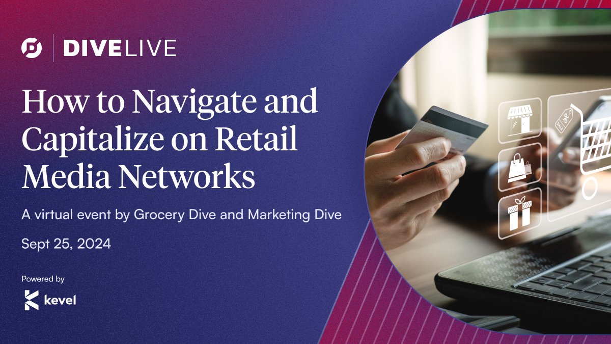 Our upcoming virtual event, How to Navigate and Capitalize on Retail Media Networks, is just one week away! Join us as we discuss what goes into building a successful retail media network. Register for free here: resources.industrydive.com/how-to-navigat…