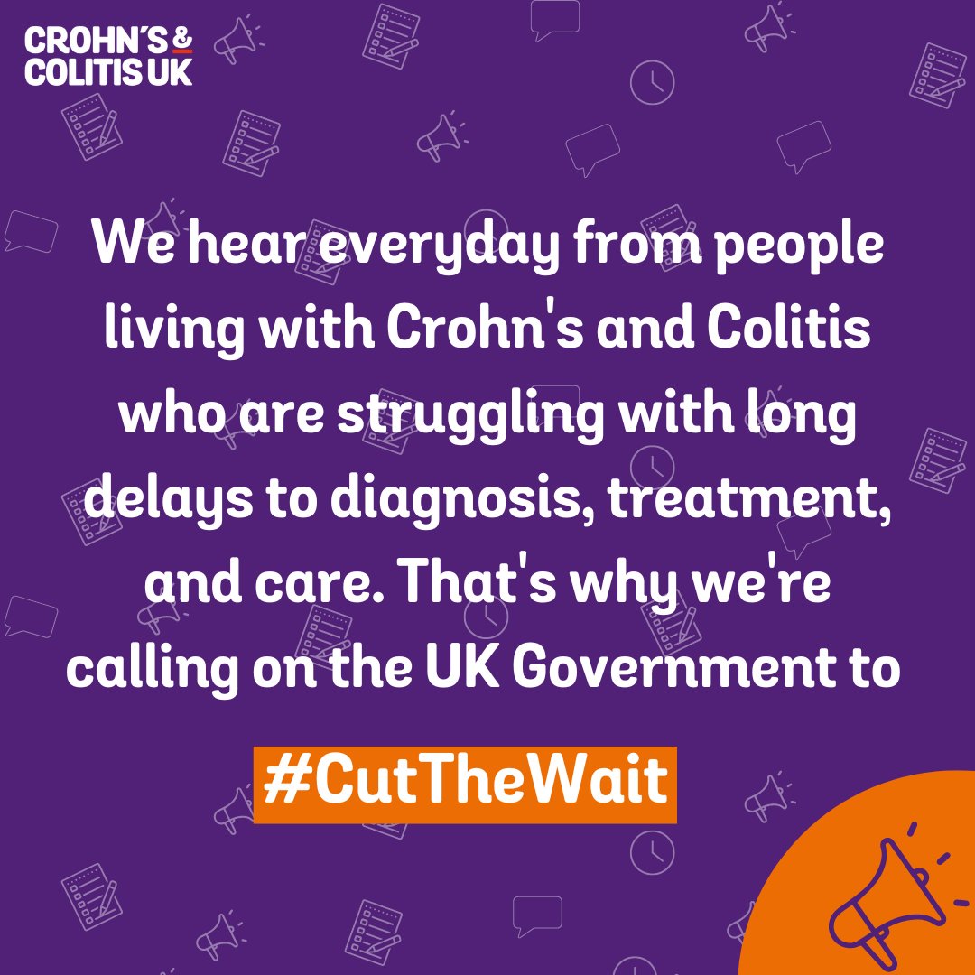 The UK Gov’s plans to tackle waiting times must include action to bring down long waits affecting people living with Crohn’s and Colitis, so that people like Louis don’t need emergency surgery while waiting for planned surgery.

Sign today: ow.ly/tFm250TqLCT

#CutTheWait