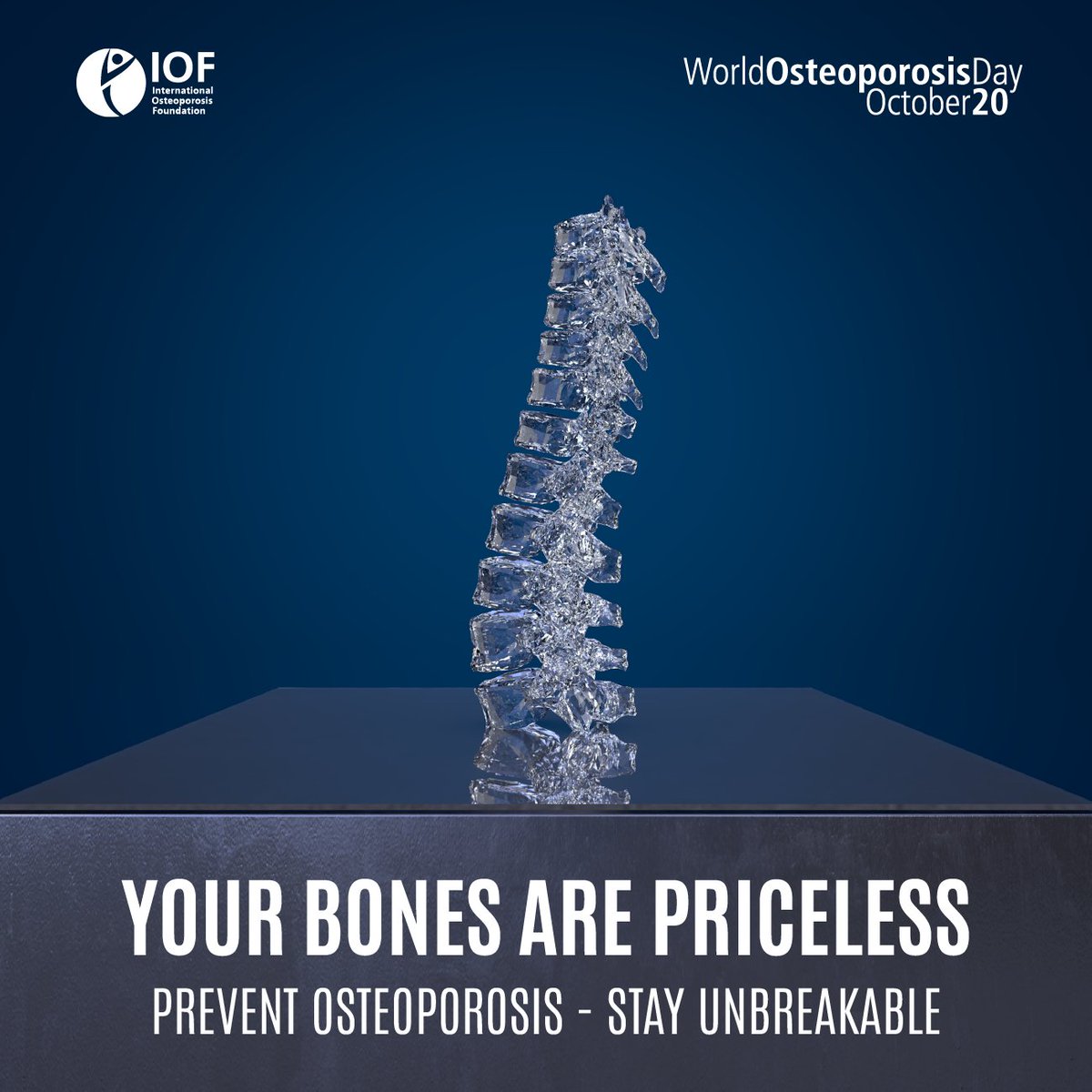 Vertebral fractures are the most common osteoporotic-fractures, but it is estimated that only 1/3 come to clinical attention. If you notice height loss of 4 cm / 1 ½ inches or more, stooped back, or sudden back pain - ask for an assessment! 
#WorldOsteoporosisDay