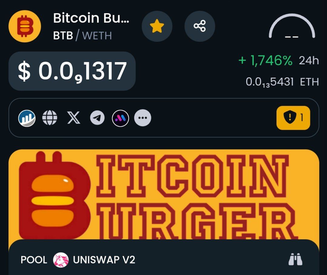 BTB_ERC's tweet photo. Dextools updated $BTB!

https://t.co/WKCa26SIjK

#BitcoinBurger #Bitcoin https://t.co/bE2NQp7k0i