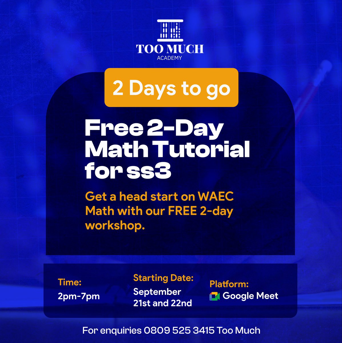 Have you joined us yet?

Take a step toward WAEC math success by joining our impactful tutorial now! And guess what? It's completely free.

Hit the link below to sign up!

chat.whatsapp.com/LFySgDJco030tG…