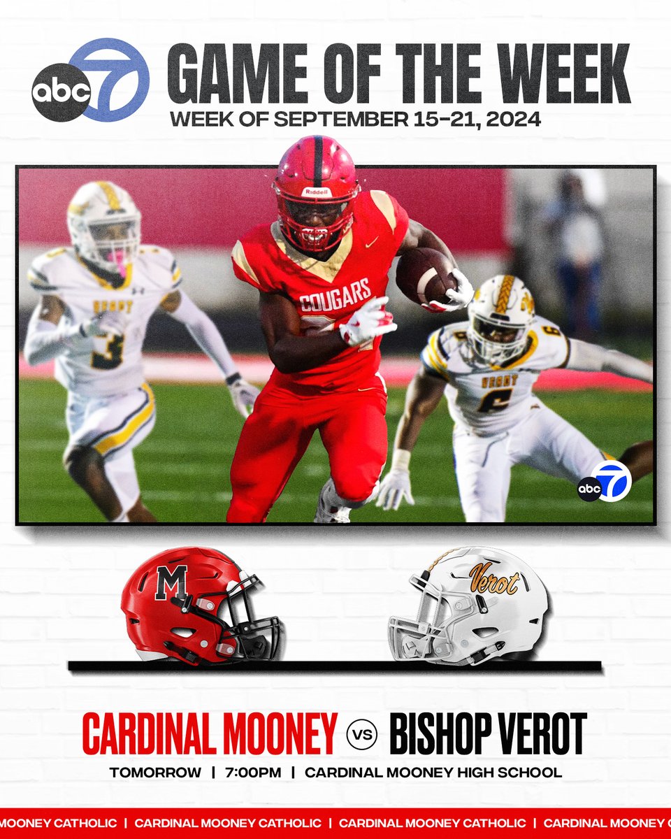 Cardinal Mooney Football (@mooney_fb) on Twitter photo Our matchup vs Bishop Verot tomorrow night has been selected the <a href="/mysuncoast/">ABC7 Sarasota</a> Game of the Week! Our matchup vs Bishop Verot tomorrow night has been selected the <a href="/mysuncoast/">ABC7 Sarasota</a> Game of the Week!