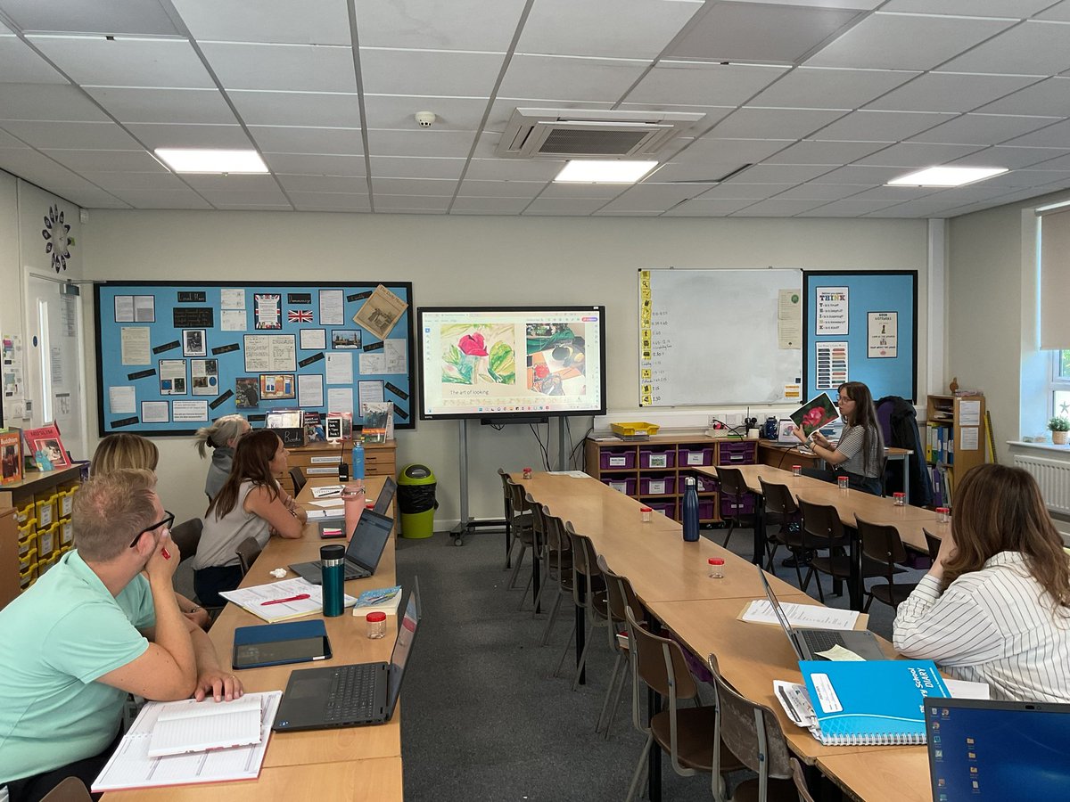 StanleyGrovePri's tweet photo. It was great to hear from our Art Lead in staff meeting last night, feeding back from the excellent Art Training delivered by Emma Bairstow. @artworksedu @accomplish_mat https://t.co/dLHzs0S3mm