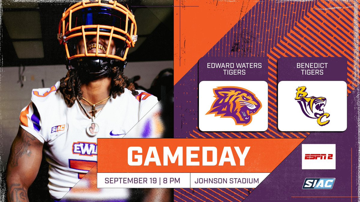 Edward Waters Athletics (@ewu_athletics) on Twitter photo Thursday Night Clash in Columbia!! 
📅: Sept 19th
🆚: Benedict College 
⏰: 8:00 PM ET 
📍: Columbia, S.C. 
📺: ESPN 2 Thursday Night Clash in Columbia!! 
📅: Sept 19th
🆚: Benedict College 
⏰: 8:00 PM ET 
📍: Columbia, S.C. 
📺: ESPN 2