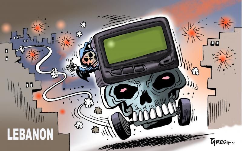 Exploding pagers in Lebanon. Our new cartoon collection: buff.ly/4d7pIv6

These cartoons are by Daniel Boris, <a href="/PareshNathtoons/">Paresh Nath</a>, <a href="/EmadHajjaj/">Emad Hajjaj Cartoons</a> and <a href="/ShahrokhArt/">SHAHROKH♦</a>

#Lebanon #Hezbollah #Israel #explodingpagers