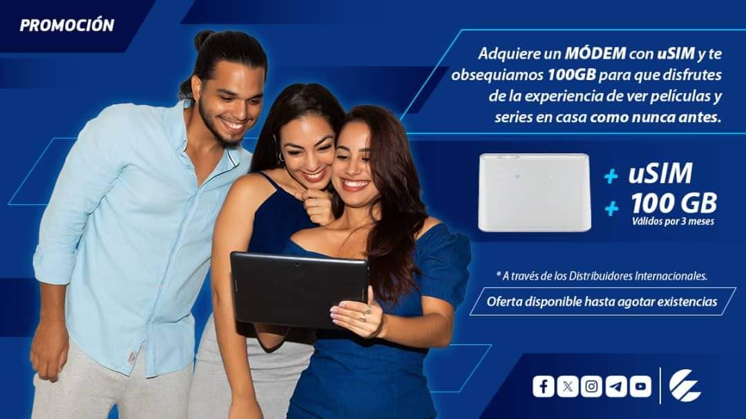 Con la #Oferta del  Módem+uSIM+100GB puedes disfrutar de internet en tu hogar y conectar todos los dispositivos que desees de forma fácil. Disponible a través de los distribuidores internacionales. Más información en 👇 etecsa.cu