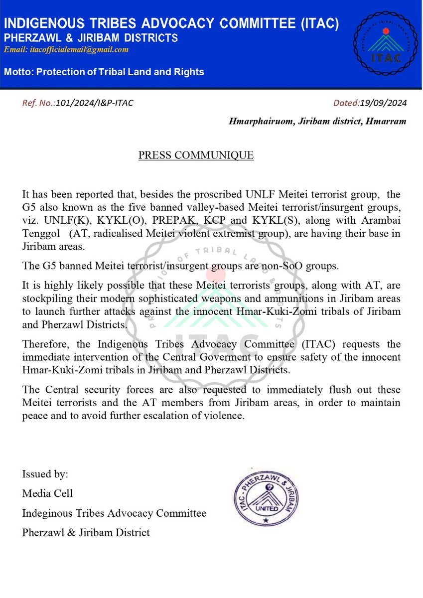 Manipur Tribals' Forum Delhi tweet media