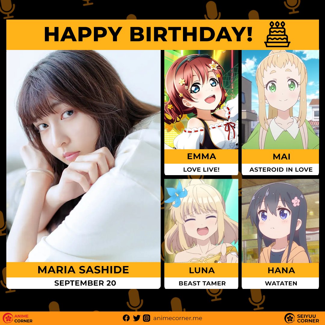 seiyuucorner's tweet photo. Happy 26th birthday Maria Sashide! 🎂
Join us in wishing Chunrun all the best @sashide_m
#MariaSashide #指出毬亜 https://t.co/PD437jablc