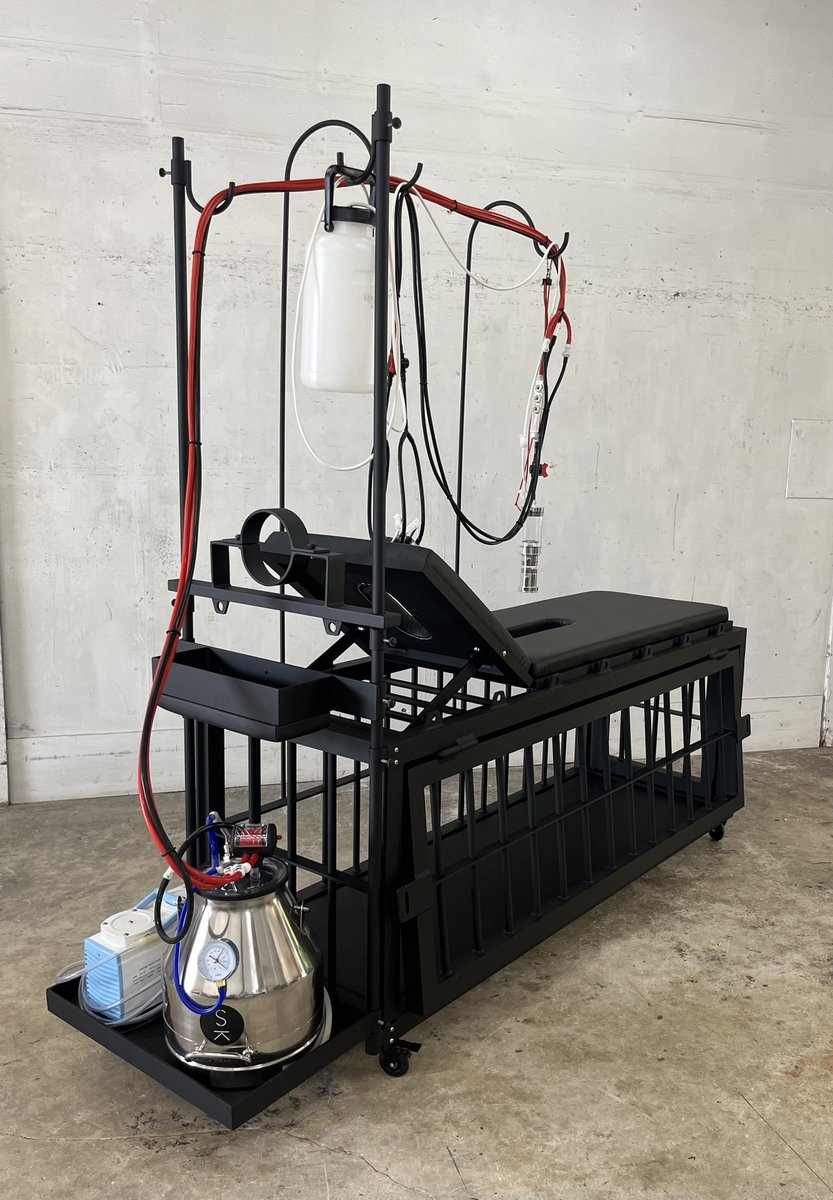 Metalbound's tweet image. Custom milking table/cage by Metalbound.com #bdsm #metalbound #cage #milking