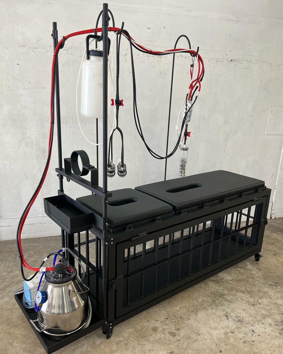 Metalbound's tweet image. Custom milking table/cage by Metalbound.com #bdsm #metalbound #cage #milking