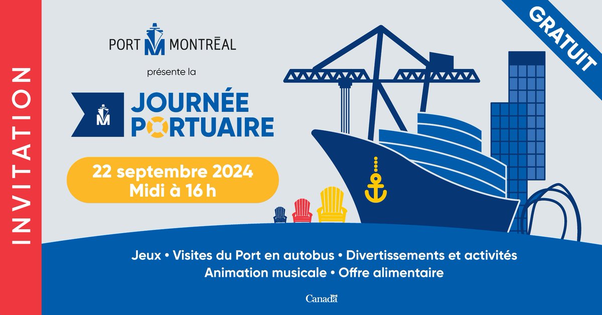Oceanex is proud to participate in the <a href="/PortMTL/">Port de Montréal</a> first annual Port Day on Sunday September 22. For more information visit 👉 bit.ly/3X2Zgg1 #PortMTL #GrandQuay #PortDay