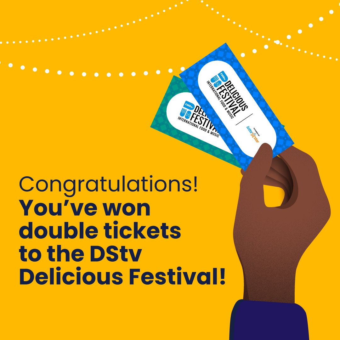 WE HAVE A WINNER! 🎊

Congrats Sizo Mulondo, Noko Masemola, and Zanele Nhleko for winning general tickets to the #DStvDeliciousFest 

You’re about to experience food, music, and FUN like never before!

Look out for an email from Santam for your tickets.