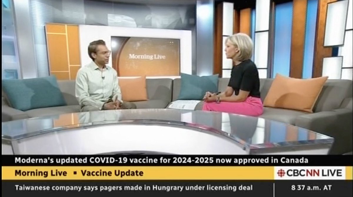 What's new with this fall's COVID-19 booster? 💉#TemertyMed Dr. Samir Gupta talks about the updated vaccines <a href="/CBCNews/">CBC News</a>. 
Watch the segment: bit.ly/3Zv6DzV