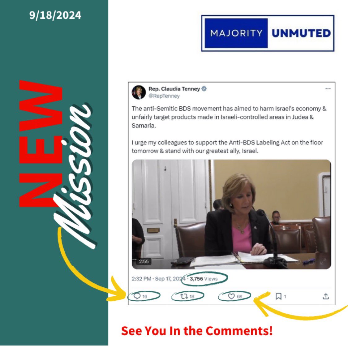 nosmh_x's tweet photo. 🚨📟Paging all pro Israel people on X (don’t worry, YOUR pagers 📟 weren’t tamped with 🤣) this is a VERY important PSA, please RT

If you didn’t do yesterdays @MJRUnmuted mission yet, please do so now & that is reply to @claudiatenney post by thanking her for being such a staunch supporter of Israel

https://t.co/0ueNCFIeyU

If you want a more recent one, check this one below 
https://t.co/TqiyYmZ74x

Please RT this as well so more people can see it

@CherylWroteIt @LiquidFaerie