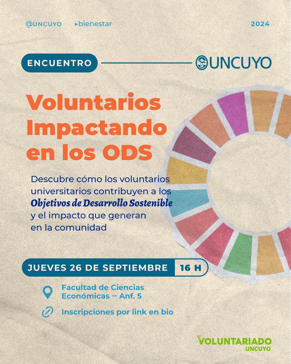 ¡Descubrí cómo construir un mundo más sostenible! 🌍✨

Junto al Ing. Juan Ignacio Haudet, Dir. de Biodiversidad y Ecoparque Mendoza, conocé el origen de los ODS, su aprobación en la ONU y cómo se están implementando. 

📎Link de inscripción: bit.ly/3MST4To