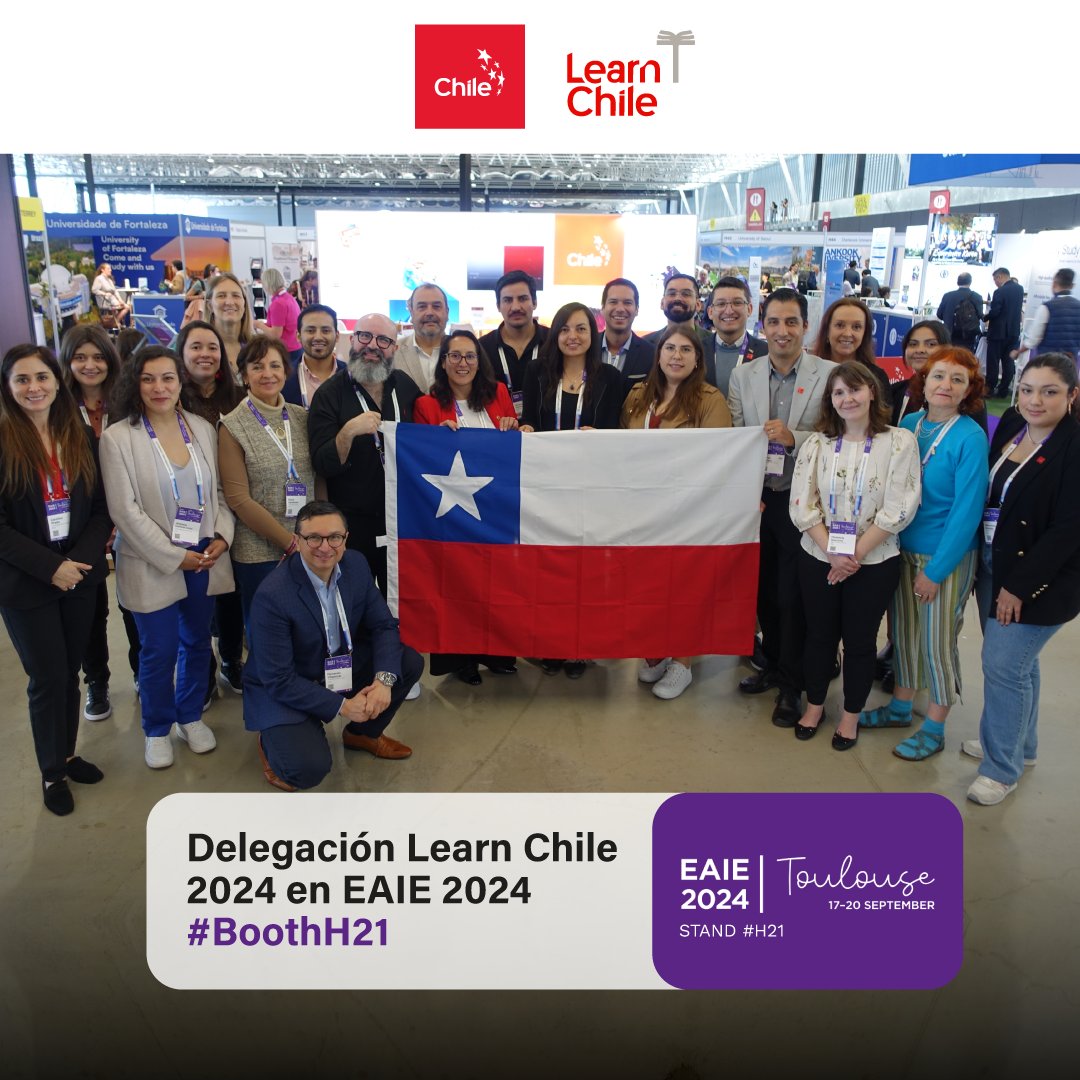 LearnChile's tweet photo. 16 HEIs from #LearnChile delegation continue forging #internationalcooperation agreements with #highereducation peers around the globe in this version of #EAIE2024 that takes place in France.
#StandH21 #networking #learningforleadership #excellenceisaride #naturallaboratory https://t.co/MagXzsAHSg