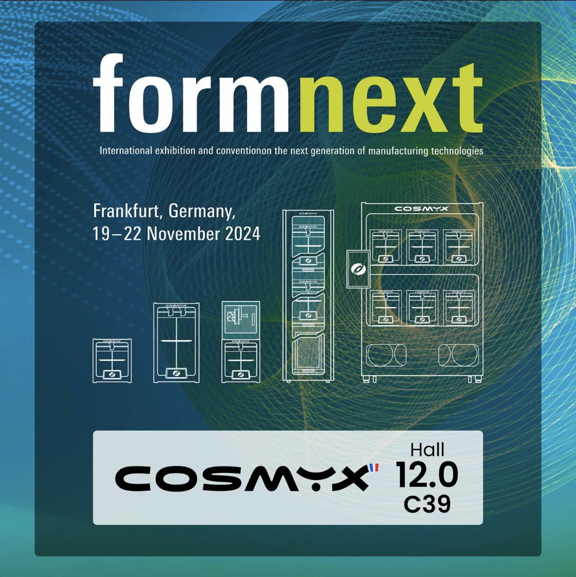 cosmyx3d's tweet image. Nous sommes impatients de participer à #Formnext2024, le salon mondial de la #FabricationAdditive ! Du 19 au 22 novembre à #Francfort, stand C39, hall 12.0, avec #Vistory, #Nanoe et #4DPioneers pour découvrir nos #innovations 🇫🇷🎉.

#3Dprinter #3DPrinting #Industrie4_0 #Formnext