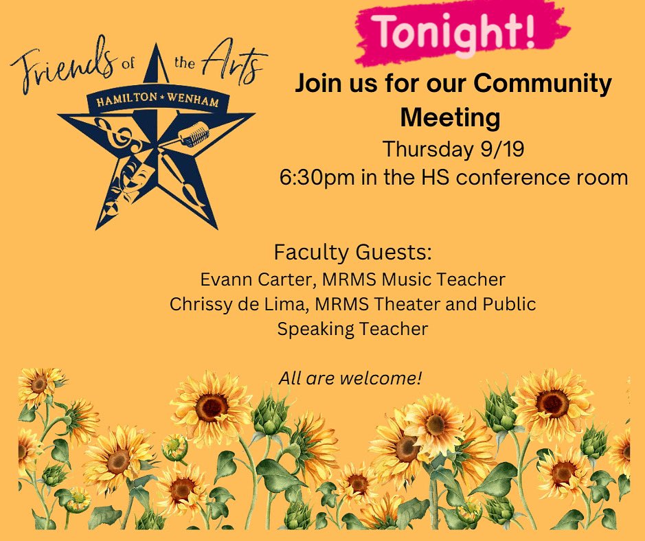 Reminder!    Join us tonight in the High school conference room at 6:30!