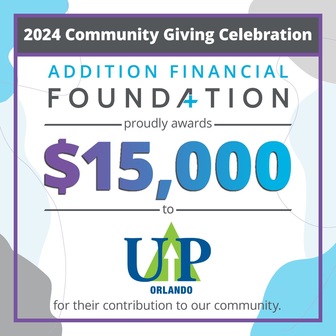 Grateful to receive this generous grant from <a href="/theadditionfi/">Addition Financial</a>. At United Against Poverty Orlando, we offer a hand UP with food, education, and employment services to help families break free from poverty. Thank you for your support! 💙