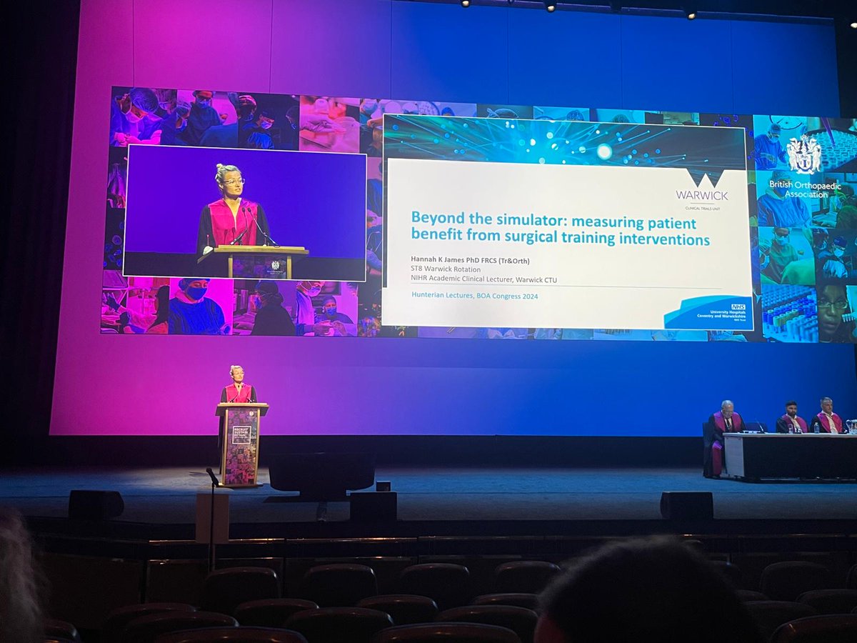 Two Warwick Orthopaedic Surgical Programme trainees, Hannah James and Imran Ahmed delivering the Hunterian lectures at the BOA. Well done and congratulations on the massive achievement. We are all proud of you.